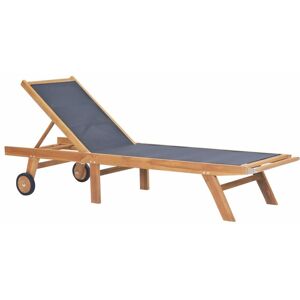 MAISON CHIC Chaise Longue Pliable Bain De Soleil Transat Avec Roulettes Teck Massif Et Textilène 95273 - Publicité MAISON CHIC Chaise Longue Pliable Bain De Soleil Transat Avec Roulettes Teck Massif Et Textilène 95273 - Publicité