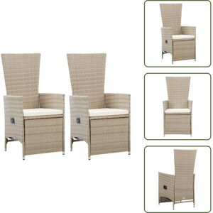 VIDAXL Chaises Inclinables Lot De 2 Et Coussins Résine Tressée Beige - Chaise De Jardin - Fauteuil De Jardin - Mobilier De Jardin - Chaise Inclinable - Chaise Relax - Publicité VIDAXL Chaises Inclinables Lot De 2 Et Coussins Résine Tressée Beige - Chaise De Jardin - Fauteuil De Jardin - Mobilier De Jardin - Chaise Inclinable - Chaise Relax - Publicité