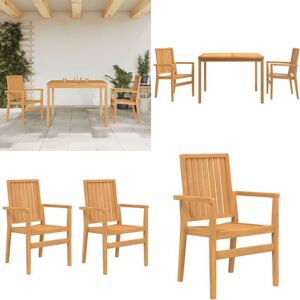 VIDAXL Ensemble À Manger De Jardin 3 Pcs Bois De Teck Massif - Table De Jardin - Chaise De Jardin - Publicité VIDAXL Ensemble À Manger De Jardin 3 Pcs Bois De Teck Massif - Table De Jardin - Chaise De Jardin - Publicité