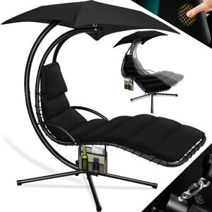 Chaise longue flottante avec parasol Chaise longue suspendue Chaise longue H200 L194 L100 cm Chaise longue de relaxation Chaise longue à bascule Hamac Jusqu'à 120 kg de charge Noir - Kesser - Publicité