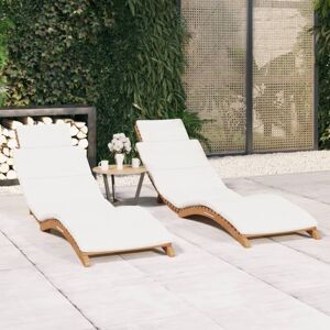 Maison Chic - Lot De 2 Chaises Longues Bain De Soleil Transat Avec Coussins Bois Massif De Teck 59971 - Publicité Maison Chic - Lot De 2 Chaises Longues Bain De Soleil Transat Avec Coussins Bois Massif De Teck 59971 - Publicité