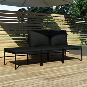 VIDAXL Salon de jardin 3 pcs avec coussins Noir pvc - Publicité