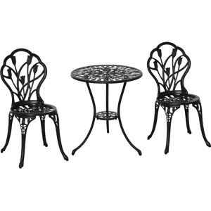 Outsunny Ensemble Salon De Jardin 2 Places 2 Chaises + Table Ronde Fonte D'Aluminium Imitation Fer Forgé Noir-noir - Publicité Outsunny Ensemble Salon De Jardin 2 Places 2 Chaises + Table Ronde Fonte D'Aluminium Imitation Fer Forgé Noir-noir - Publicité
