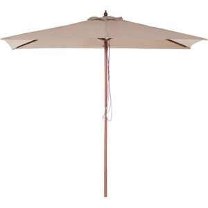 Parasol de Jardin ou de Terrasse Rectangulaire Beige Marron avec Pied en Bois, Toile Anti uv 144 x 195 cm et Ouverture Facile avec Corde Beliani Bois - Publicité