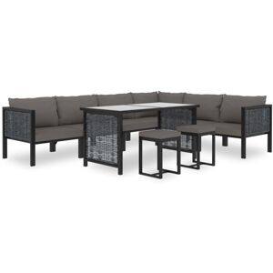 Vidaxl - Salon de jardin 9 pcs avec coussins Résine tressée Anthracite - Publicité