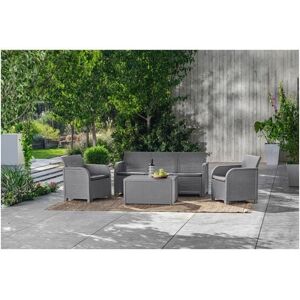 Allibert - by keter - Salon de jardin SanRemo Storage 5 places - table basse coffre range-coussins - imitation rotin tresse - gris - Gris - Publicité