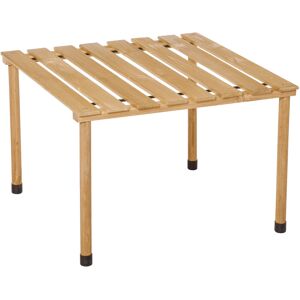 Outsunny Table basse pliable de jardin camping plateau à lattes dim. 58L x 58l x 40H cm sac transport inclus bois sapin pré-huilé - Publicité