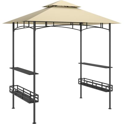 ACKERMAN Pavillon De Jardin Avec Barbecue, Dimensions 240 X 150 X 257 Cm, Étanche Et Ignifugé, Double Toit, Étagères Latérales, Protection Uv, Structure En Acier, Couleur Beige. Publicité ACKERMAN Pavillon De Jardin Avec Barbecue, Dimensions 240 X 150 X 257 Cm, Étanche Et Ignifugé, Double Toit, Étagères Latérales, Protection Uv, Structure En Acier, Couleur Beige. Publicité