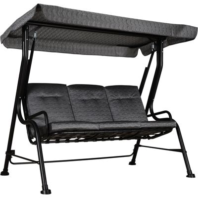 HEAT Balançoire Hollywood, Balancelle De Jardin 3 Places, Auvent Réglable, Textiline Gris 200 X 120 X 170 Cm - Publicité HEAT Balançoire Hollywood, Balancelle De Jardin 3 Places, Auvent Réglable, Textiline Gris 200 X 120 X 170 Cm - Publicité