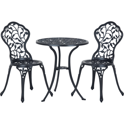 ARRIGONI Ensemble De Bistrot 3 Pièces Avec 2 Chaises Et 1 Table Ronde Style Antique, Pour Jardin, Terrasse, Balcon, Noir - Publicité ARRIGONI Ensemble De Bistrot 3 Pièces Avec 2 Chaises Et 1 Table Ronde Style Antique, Pour Jardin, Terrasse, Balcon, Noir - Publicité