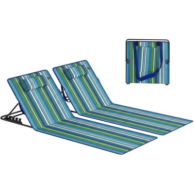 ARRIGONI Lot De 2 Tapis De Plage Pliables Avec Dossier Reglable Et Coussin - Publicité ARRIGONI Lot De 2 Tapis De Plage Pliables Avec Dossier Reglable Et Coussin - Publicité