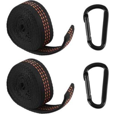 PELTOR Lot De 2 Ensemble De Sangles Pour Hamac Avec Mousquetons - Fixation Robuste Pour Balançoire, Camping, Siège Suspendu - Charge Max 300 Kg - Polyester De Haute Qualité - Publicité PELTOR Lot De 2 Ensemble De Sangles Pour Hamac Avec Mousquetons - Fixation Robuste Pour Balançoire, Camping, Siège Suspendu - Charge Max 300 Kg - Polyester De Haute Qualité - Publicité