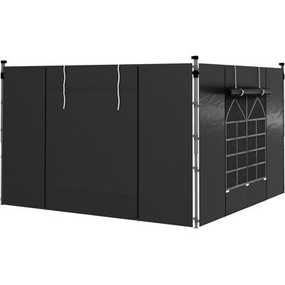 ACKERMAN Ensemble De 2 Panneaux Latéraux Pour Tonnelle 3x3/3x6 M, Paroi Latérale Avec Fenêtre Et Fermeture Velcro, Parois Latérales Imperméables En Tissu Oxford, Servant De Protection Contre Le Vent Et D'Écran - Publicité ACKERMAN Ensemble De 2 Panneaux Latéraux Pour Tonnelle 3x3/3x6 M, Paroi Latérale Avec Fenêtre Et Fermeture Velcro, Parois Latérales Imperméables En Tissu Oxford, Servant De Protection Contre Le Vent Et D'Écran - Publicité