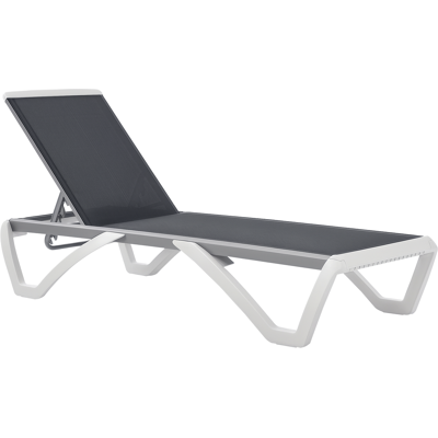 ARRIGONI Transat De Jardin Avec Dossier Inclinable Et Roulettes 195x67.5x33 Cm Gris Et Blanc - Publicité ARRIGONI Transat De Jardin Avec Dossier Inclinable Et Roulettes 195x67.5x33 Cm Gris Et Blanc - Publicité