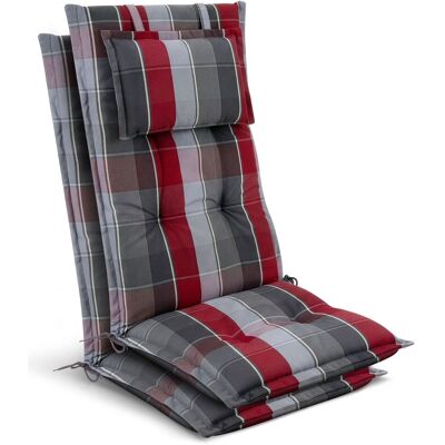 BEAUTISSU 2 Coussins D'Assise Pour Chaises De Jardin À Dossier Haut 120 X 50 X 7 Cm, À Carreaux Gris-rouge-bleu Clair - Publicité BEAUTISSU 2 Coussins D'Assise Pour Chaises De Jardin À Dossier Haut 120 X 50 X 7 Cm, À Carreaux Gris-rouge-bleu Clair - Publicité