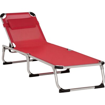 ARRIGONI Transat De Jardin Pliable Avec Coussin Dossier Reglable 4 Positions Rouge - Publicité ARRIGONI Transat De Jardin Pliable Avec Coussin Dossier Reglable 4 Positions Rouge - Publicité