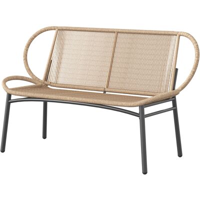 HEAT Banc De Jardin 2 Places, Banc D'Extérieur En Résine Tressée Synthétique Avec Structure Métallique, Résistant Aux Intempéries, Aspect Naturel - Publicité HEAT Banc De Jardin 2 Places, Banc D'Extérieur En Résine Tressée Synthétique Avec Structure Métallique, Résistant Aux Intempéries, Aspect Naturel - Publicité