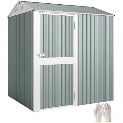ARRIGONI Abri De Jardin En Metal Verrouillable Avec Toit A Deux Pans Et Ventilations 209 X 177 X 236 Cm - Publicité ARRIGONI Abri De Jardin En Metal Verrouillable Avec Toit A Deux Pans Et Ventilations 209 X 177 X 236 Cm - Publicité