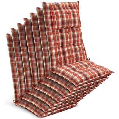 BEAUTISSU Lot De 7 Coussins Pour Chaises De Jardin À Dossier Haut 120 X 50 X 7 Cm, À Carreaux Orange-rouge-vert - Publicité BEAUTISSU Lot De 7 Coussins Pour Chaises De Jardin À Dossier Haut 120 X 50 X 7 Cm, À Carreaux Orange-rouge-vert - Publicité
