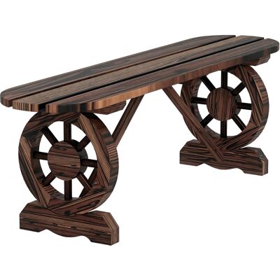 ARRIGONI Banc De Jardin Avec Pieds En Forme De Roue De Charrette Et Assise A Lattes 120x29x39cm Marron - Publicité ARRIGONI Banc De Jardin Avec Pieds En Forme De Roue De Charrette Et Assise A Lattes 120x29x39cm Marron - Publicité