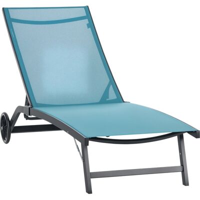 ARRIGONI Bain De Soleil Transat Inclinable 5 Positions Tissu Respirant Cadre Aluminium Bleu 195 X 66 X 34 Cm - Publicité ARRIGONI Bain De Soleil Transat Inclinable 5 Positions Tissu Respirant Cadre Aluminium Bleu 195 X 66 X 34 Cm - Publicité