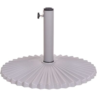 BELIANI Socle De Parasol En Acier Thermolaqué Nervuré Résistant Aux Taches Eau Avec Mât Réglable Gris Carezza - Publicité BELIANI Socle De Parasol En Acier Thermolaqué Nervuré Résistant Aux Taches Eau Avec Mât Réglable Gris Carezza - Publicité