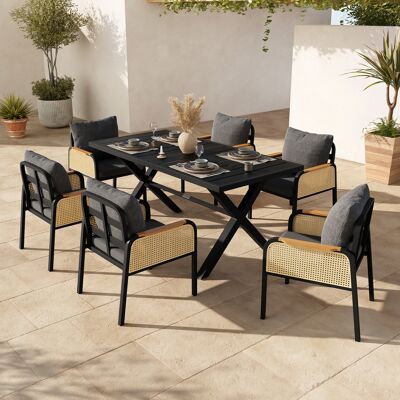 ACKERMAN Ensemble De Canapés D'Extérieur Modernes, Ensemble De Détente Et De Réunion Pour Plusieurs Personnes, Structure En Fer, Accoudoirs Tressés, Coussins D'Assise Inclus. Publicité ACKERMAN Ensemble De Canapés D'Extérieur Modernes, Ensemble De Détente Et De Réunion Pour Plusieurs Personnes, Structure En Fer, Accoudoirs Tressés, Coussins D'Assise Inclus. Publicité