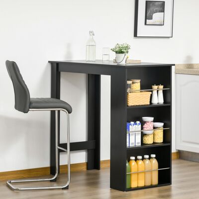 SANMINE HABITAT Table De Bar Table Haute De Cuisine Mange-debout Comptoir - Dim. 112l X 57l X 106h Cm - 3 Étagères - Noir - Publicité SANMINE HABITAT Table De Bar Table Haute De Cuisine Mange-debout Comptoir - Dim. 112l X 57l X 106h Cm - 3 Étagères - Noir - Publicité