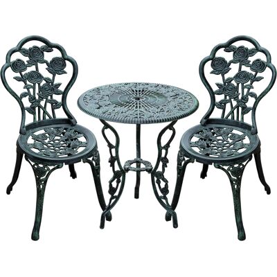 ACKERMAN Ensemble Bistro Outsunny 3 Pièces, Mobilier De Jardin, Vert Antique En Aluminium Coulé Pour Balcon Et Terrasse - Publicité ACKERMAN Ensemble Bistro Outsunny 3 Pièces, Mobilier De Jardin, Vert Antique En Aluminium Coulé Pour Balcon Et Terrasse - Publicité