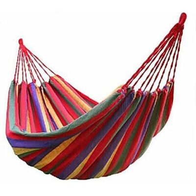 ABYSSE Hamac En Toile De Parachute Portable Coton Hamac De Jardin Respirant Portable De Voyage Camping Pour Double Charge Maximale 300 Kg Multicolore (2 Personnes, Rouge) - Publicité ABYSSE Hamac En Toile De Parachute Portable Coton Hamac De Jardin Respirant Portable De Voyage Camping Pour Double Charge Maximale 300 Kg Multicolore (2 Personnes, Rouge) - Publicité