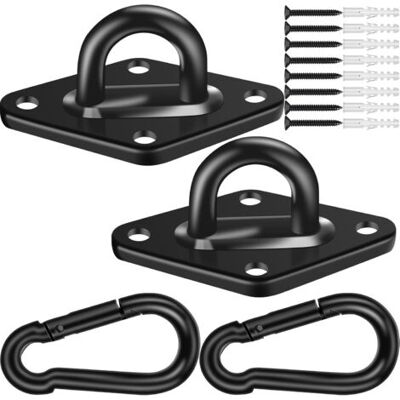 ABYSSE 2 Pièces Pièces Kit De Suspension Pour Hamac En Acier Inoxydable, Capacité De 1700 Lb, Crochets M10 Pour Balancelle De Porche Et Fauteuil-hamac — Noir - Publicité ABYSSE 2 Pièces Pièces Kit De Suspension Pour Hamac En Acier Inoxydable, Capacité De 1700 Lb, Crochets M10 Pour Balancelle De Porche Et Fauteuil-hamac — Noir - Publicité