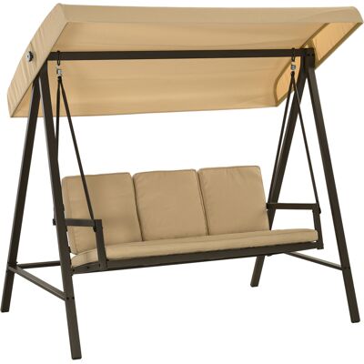 ARRIGONI Banc De Jardin Balancelle Hollywood Avec Toit Reglable 200x125x175 Cm Beige Et Marron - Publicité ARRIGONI Banc De Jardin Balancelle Hollywood Avec Toit Reglable 200x125x175 Cm Beige Et Marron - Publicité