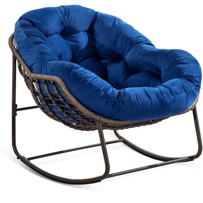 ARRIGONI Fauteuil À Bascule D’extérieur En Rotin, Fauteuil Inclinable À Bascule Avec Coussin Rembourré Pour Véranda, Salon, Patio, Jardin, Bleu Marine - Publicité ARRIGONI Fauteuil À Bascule D’extérieur En Rotin, Fauteuil Inclinable À Bascule Avec Coussin Rembourré Pour Véranda, Salon, Patio, Jardin, Bleu Marine - Publicité