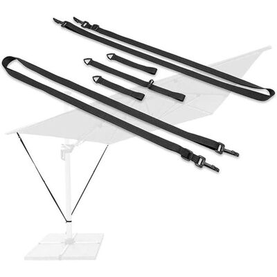 ANGEL CERDA Accessoires Pour Parasol, Sangles De Fixation, Adaptées Aux Parasols Déportés, Réglables, Noires. Publicité ANGEL CERDA Accessoires Pour Parasol, Sangles De Fixation, Adaptées Aux Parasols Déportés, Réglables, Noires. Publicité