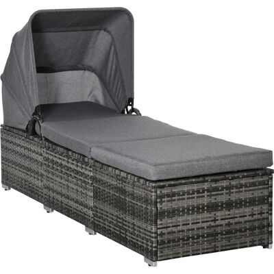 ACKERMAN Transat En Polyrattan Avec Toit Réglable Chaise De Jardin Chaise Longue En Rotin Avec Coussins Gris 195x65x40cm Pour Heures De Détente Au Jardin - Publicité ACKERMAN Transat En Polyrattan Avec Toit Réglable Chaise De Jardin Chaise Longue En Rotin Avec Coussins Gris 195x65x40cm Pour Heures De Détente Au Jardin - Publicité