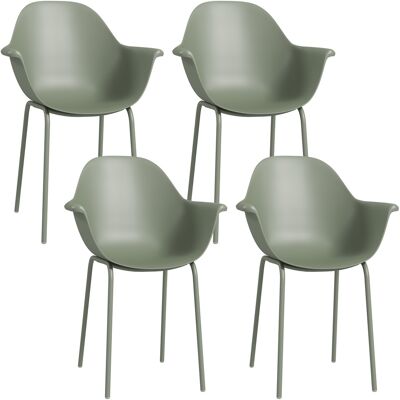 ARRIGONI Lot De 4 Chaises De Jardin Avec Dossier Et Accoudoirs Resistant Aux Intemperies Jusqu'a 120 Kg Plastique Metal Vert - Publicité ARRIGONI Lot De 4 Chaises De Jardin Avec Dossier Et Accoudoirs Resistant Aux Intemperies Jusqu'a 120 Kg Plastique Metal Vert - Publicité
