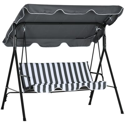 ARRIGONI Balancelle De Jardin 3 Places Toit Inclinaison Réglable Coussins 1,72 X 1,1 X 1,53 M Acier Noir Polyester Gris - Publicité ARRIGONI Balancelle De Jardin 3 Places Toit Inclinaison Réglable Coussins 1,72 X 1,1 X 1,53 M Acier Noir Polyester Gris - Publicité