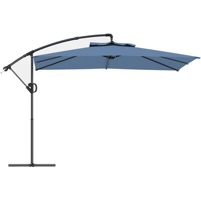 ARRIGONI Parasol Déporté Carré 3 X 3 M Avec Manivelle, Base Croisée, Parasol Inclinable Et Rotation À 360°, Toile 180 G/m² Bleu - Publicité ARRIGONI Parasol Déporté Carré 3 X 3 M Avec Manivelle, Base Croisée, Parasol Inclinable Et Rotation À 360°, Toile 180 G/m² Bleu - Publicité
