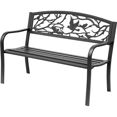 HEAT Banc De Jardin Trois Places, Style Rustique Chic, Pour Balcon, Terrasse Ou Patio, 127 X 60 X 85 Cm, Métal Noir Recouvert D'Époxy Résistant À La Corrosion - Publicité HEAT Banc De Jardin Trois Places, Style Rustique Chic, Pour Balcon, Terrasse Ou Patio, 127 X 60 X 85 Cm, Métal Noir Recouvert D'Époxy Résistant À La Corrosion - Publicité