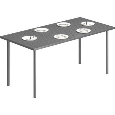 ARRIGONI Table De Jardin Pour 6 Personnes, 165 X 80 Cm, Table À Manger Extérieure Rectangulaire Avec Plateau À Lattes En Métal - Publicité ARRIGONI Table De Jardin Pour 6 Personnes, 165 X 80 Cm, Table À Manger Extérieure Rectangulaire Avec Plateau À Lattes En Métal - Publicité