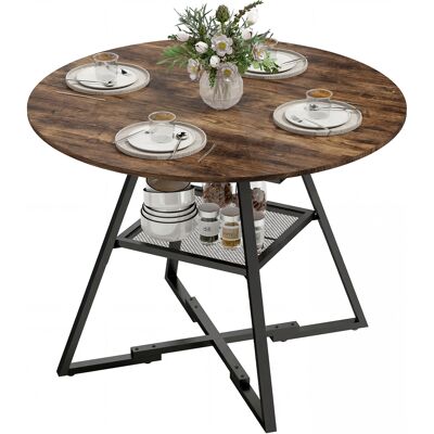 ARRIGONI Table À Manger Ronde Pour 4 Personnes, Ø 100 X 76 Cm, Table De Cuisine Avec Large Plateau Et Étagère, Brun Rustique - Publicité ARRIGONI Table À Manger Ronde Pour 4 Personnes, Ø 100 X 76 Cm, Table De Cuisine Avec Large Plateau Et Étagère, Brun Rustique - Publicité