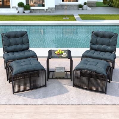 ACKERMAN Ensemble De Mobilier De Jardin 5 Pièces Comprenant Une Table, Deux Chaises Et Deux Tabourets. Structure En Fer Et Rotin Pe, Coussins Et Plateau En Verre. Idéal Pour Balcon, Terrasse Ou Jardin. Résista - Publicité ACKERMAN Ensemble De Mobilier De Jardin 5 Pièces Comprenant Une Table, Deux Chaises Et Deux Tabourets. Structure En Fer Et Rotin Pe, Coussins Et Plateau En Verre. Idéal Pour Balcon, Terrasse Ou Jardin. Résista - Publicité