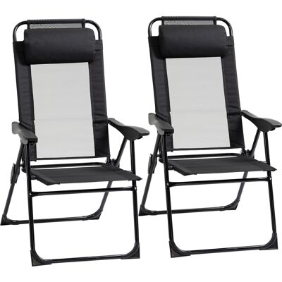 ARRIGONI Chaise Pliante Lot De 2 Transat Resistant Aux Intemperies Dossier Reglable 5 Positions Noir - Publicité ARRIGONI Chaise Pliante Lot De 2 Transat Resistant Aux Intemperies Dossier Reglable 5 Positions Noir - Publicité