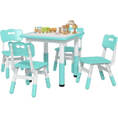 ARRIGONI Set Table Et Chaises Pour Enfants 5 Pieces Avec 4 Chaises Reglables Vert - Publicité ARRIGONI Set Table Et Chaises Pour Enfants 5 Pieces Avec 4 Chaises Reglables Vert - Publicité