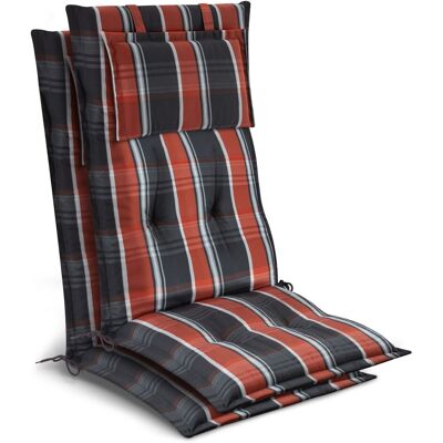 BEAUTISSU 2 Coussins Pour Chaises De Jardin À Dossier Haut 120 X 50 X 7 Cm, À Carreaux Gris-orange-blanc - Publicité BEAUTISSU 2 Coussins Pour Chaises De Jardin À Dossier Haut 120 X 50 X 7 Cm, À Carreaux Gris-orange-blanc - Publicité