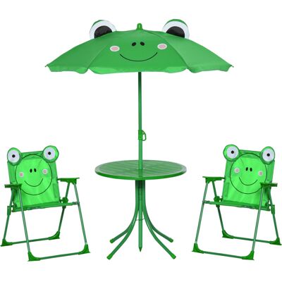 OEM Ensemble Salon De Jardin Enfant Outsunny 4 Pcs Design Grenouille Table Ronde 2 Chaises Pliables Parasol Métal Époxy Oxford Vert - Publicité OEM Ensemble Salon De Jardin Enfant Outsunny 4 Pcs Design Grenouille Table Ronde 2 Chaises Pliables Parasol Métal Époxy Oxford Vert - Publicité