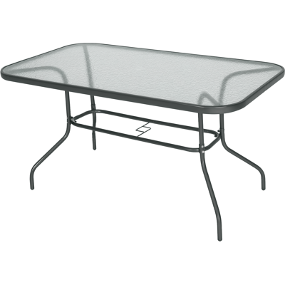 ARRIGONI Table De Jardin Avec Trou Pour Parasol En Metal Et Verre 140x80x70 Cm Gris - Publicité ARRIGONI Table De Jardin Avec Trou Pour Parasol En Metal Et Verre 140x80x70 Cm Gris - Publicité