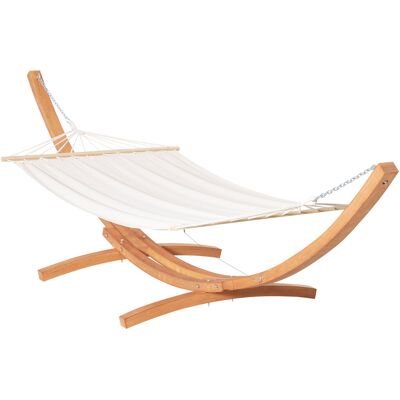 ARRIGONI Hamac De Jardin Avec Support En Bois Hamac Sur Pied 1 Personne 3,92l X 1,2l X 1,1h M Coloris Crème Marron - Publicité ARRIGONI Hamac De Jardin Avec Support En Bois Hamac Sur Pied 1 Personne 3,92l X 1,2l X 1,1h M Coloris Crème Marron - Publicité