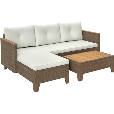 ARRIGONI Salon De Jardin En Rotin Pe Avec Canape 2 Places Chaise Longue Et Table Basse Creme - Publicité ARRIGONI Salon De Jardin En Rotin Pe Avec Canape 2 Places Chaise Longue Et Table Basse Creme - Publicité
