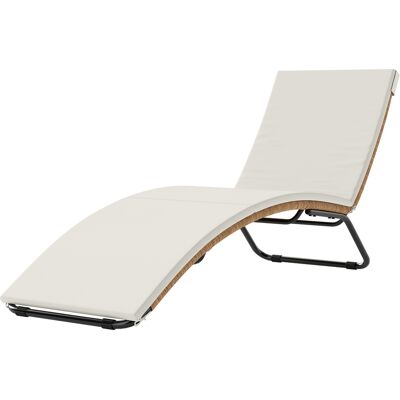HEAT Chaise Longue En Résine Tressée, Chaise De Jardin En Forme De S Aux Courbes Naturelles, Structure En Acier Robuste, Coussin Couleur Crème - Publicité HEAT Chaise Longue En Résine Tressée, Chaise De Jardin En Forme De S Aux Courbes Naturelles, Structure En Acier Robuste, Coussin Couleur Crème - Publicité